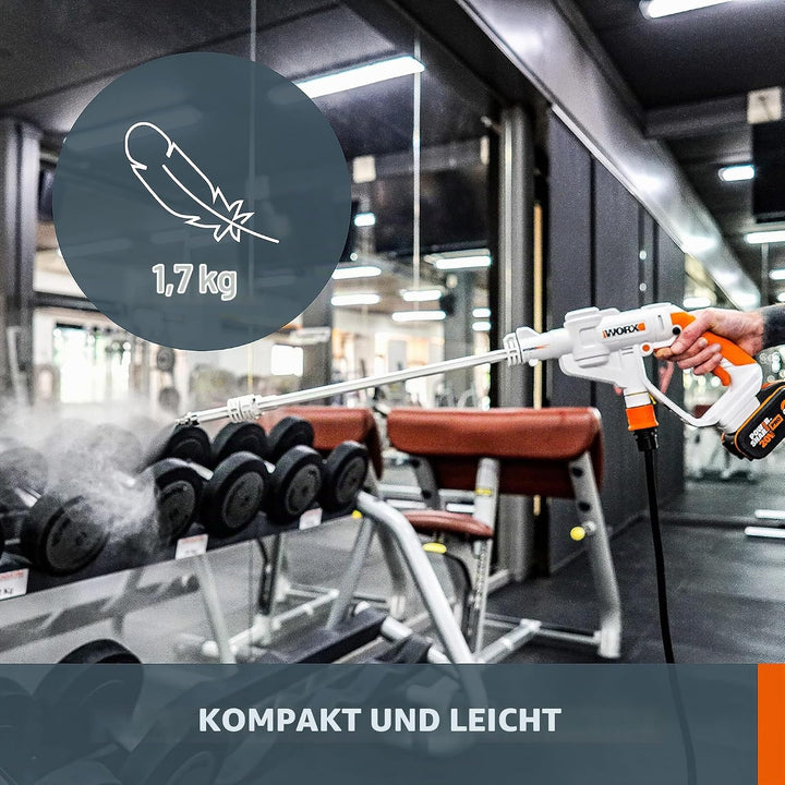 WORX 20V Akku Desinfektionssprühgerät WP651E, 5 Liter Umhängetank, Schwarz/Orange 5l