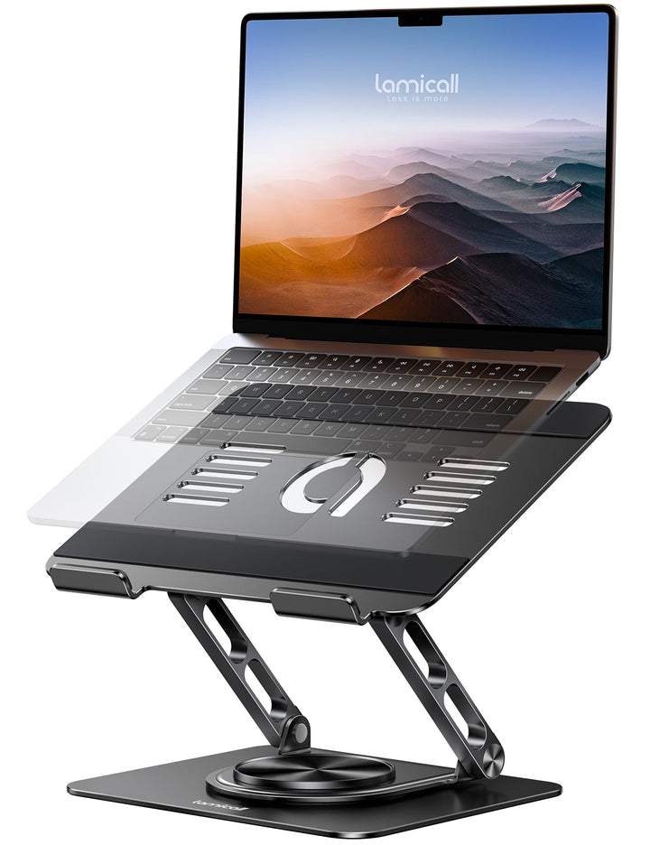 Lamicall Laptop Ständer, Verstellbarer Laptopständer - [360° Drehbar] Faltbarer Alu Notebook Ständer