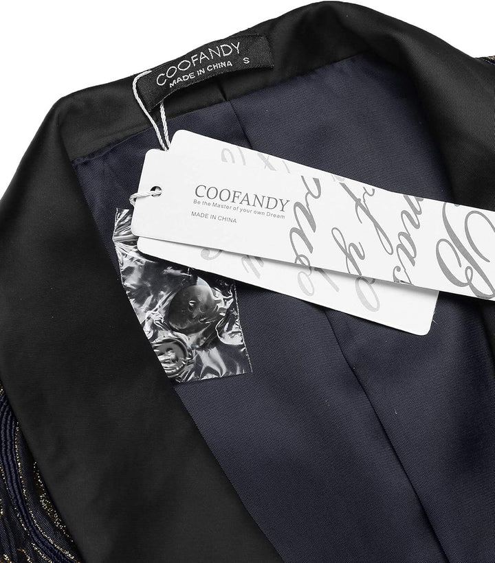 Coofandy Men's Floral Tuxedo Jacket Luxury Embroidered Suit Wedding Blazer Dinner Tuxedo for Party B