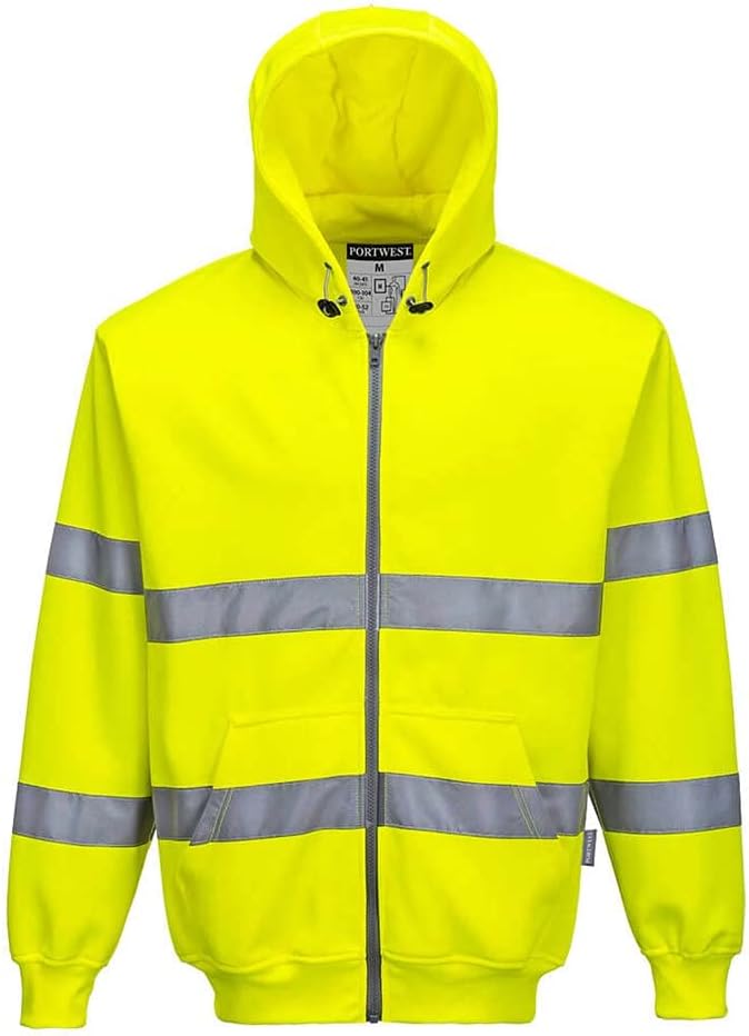 PORTWEST B305 - Warnschutz-Reissverschluss Kapuzen-Sweatshirt, 1 Stück M Gelb, M Gelb