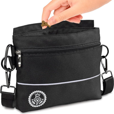 HUND IST KÖNIG® Leckerlietasche für Hunde mit Einhand-Magnet-Verschluss, 2 Zip-Fächer, herausnehmbar
