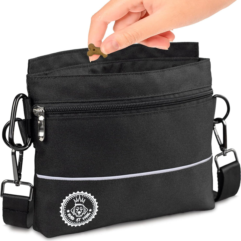 HUND IST KÖNIG® Leckerlietasche für Hunde mit Einhand-Magnet-Verschluss, 2 Zip-Fächer, herausnehmbar