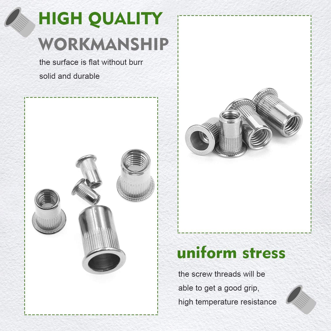 Waycreat 304 Nietmutter Edelstahl Sortiment,Rivet nut Nutsert Kit M3 M4 M5 M6 M8 M10 M12, 189-pack