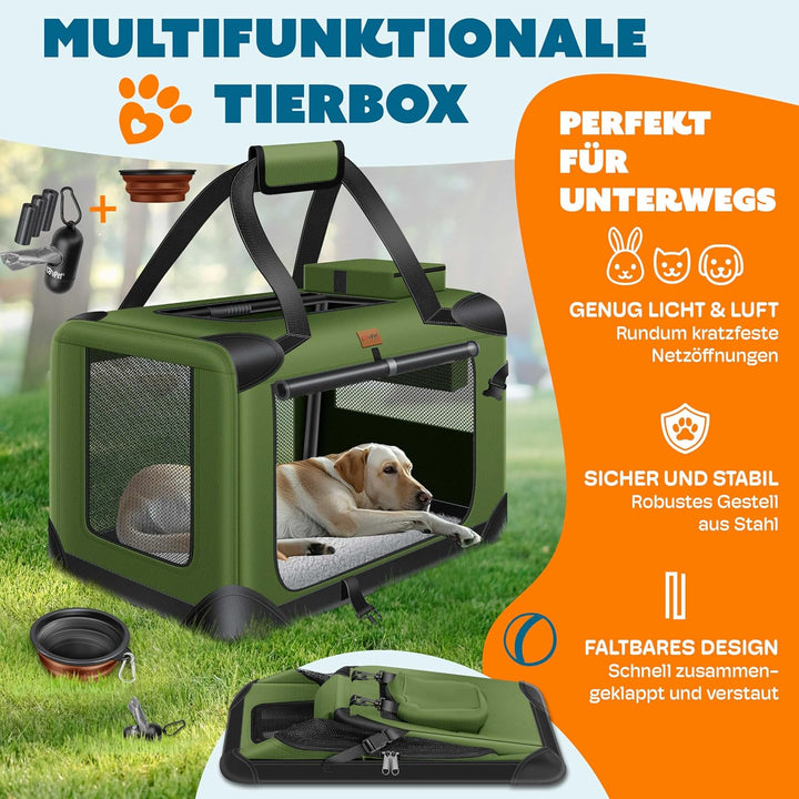 Lovpet® Transportbox Hund Katze Transporttasche XXXL 102x69x69cm | Hunde-Tragetasche Faltbare Katzen