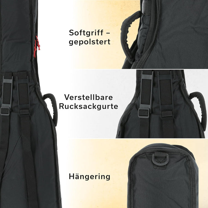 PURE GEWA Gitarren Gig-Bag Serie 110 für E-Bass, Softgriff gepolstert, grosse Notentasche, Rucksackg
