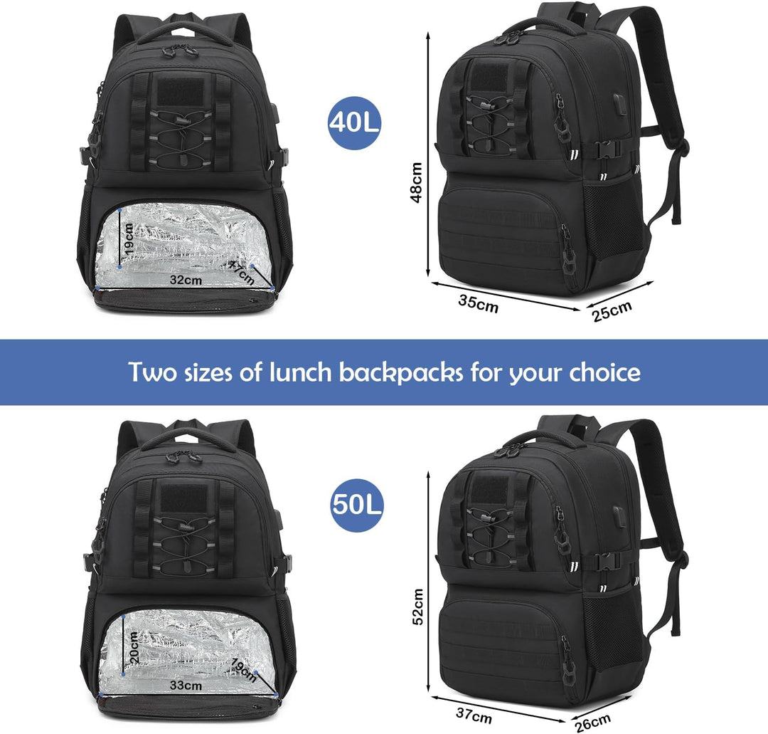 17 Zoll Laptop Rucksack mit Kühlfach Arbeitsrucksack Herren Lunch Rucksack | wasserabweisender 50L R