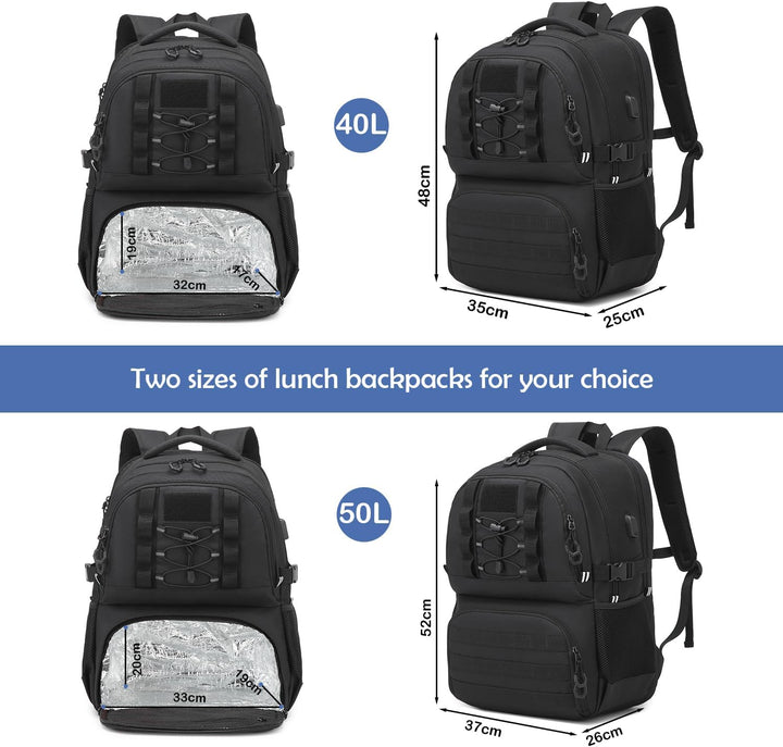17 Zoll Laptop Rucksack mit Kühlfach Arbeitsrucksack Herren Lunch Rucksack | wasserabweisender 50L R