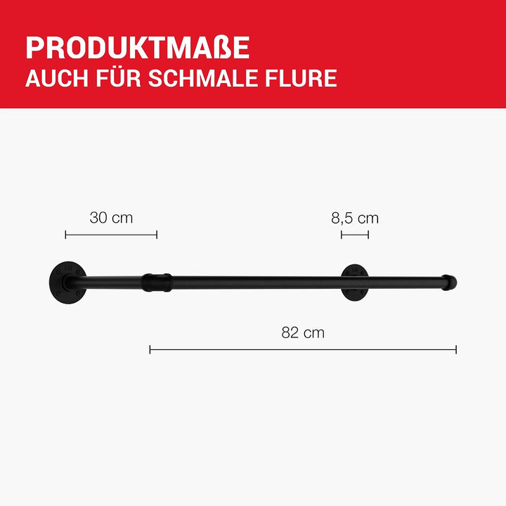 LouMaxx Rusticline Kleiderstange Wand schwarz 2er Set - Garderobenstange Wandmontage platzsparend, 8