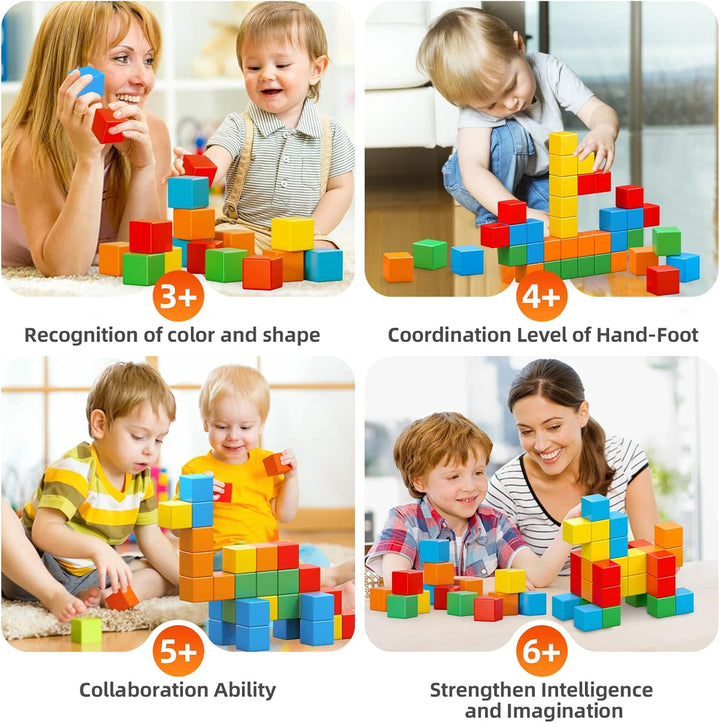 Magnetische Bausteine, 30 Stück, Grosse Magnetische Würfel für Kleinkinder Jungen und Mädchen, Senso