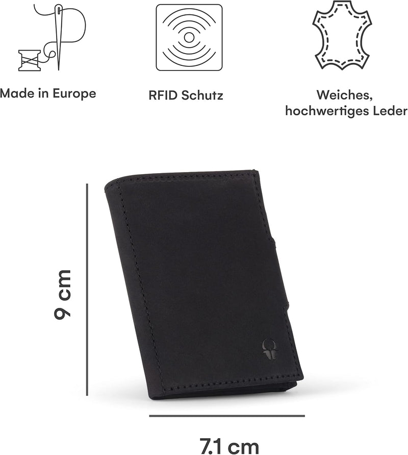 DONBOLSO NextGen Slim RFID Echtleder Portemonnaie Geldbeutel, 11 Karten, Münzfach, Herren Damen Mini