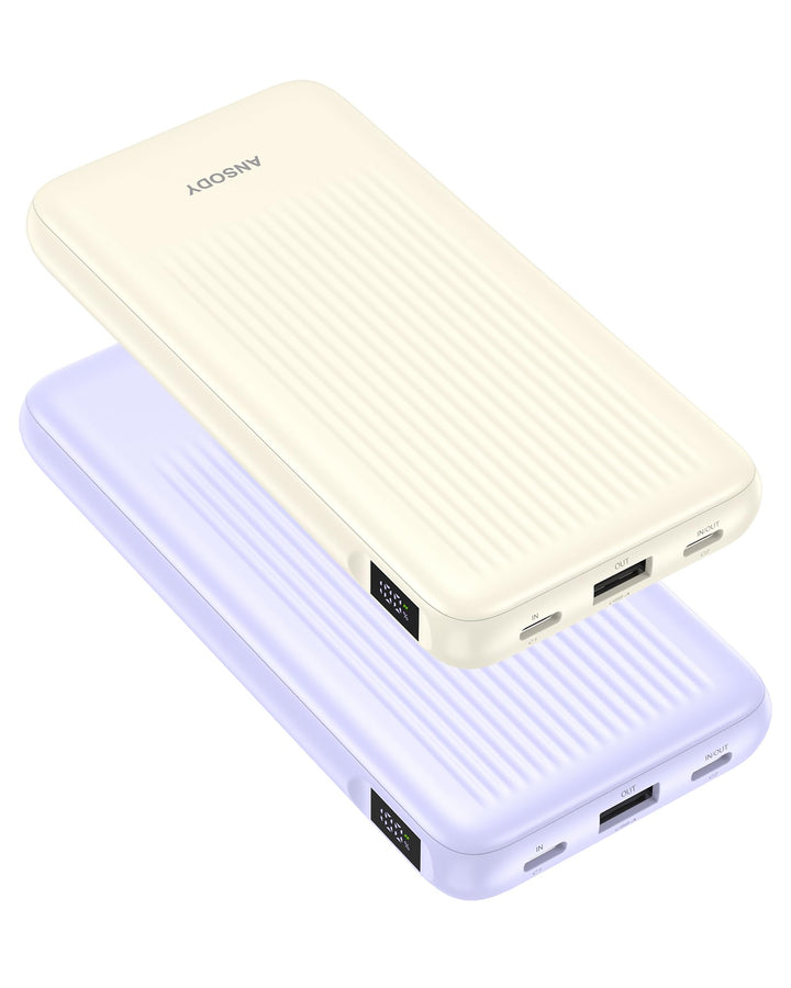 22.5W Power Bank 10000mAh 2 Stück, Akkupack Klein Aber Stark, LED Display kompatibel Externe handyak