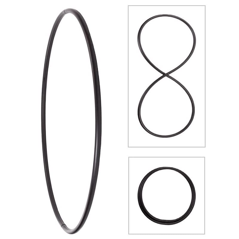 Hoopomania Faltbarer Hula Hoop Rohling, 25mm Rohr, schwarz/Weiss Ø 90-140cm Ø120cm Schwarz, Ø120cm S