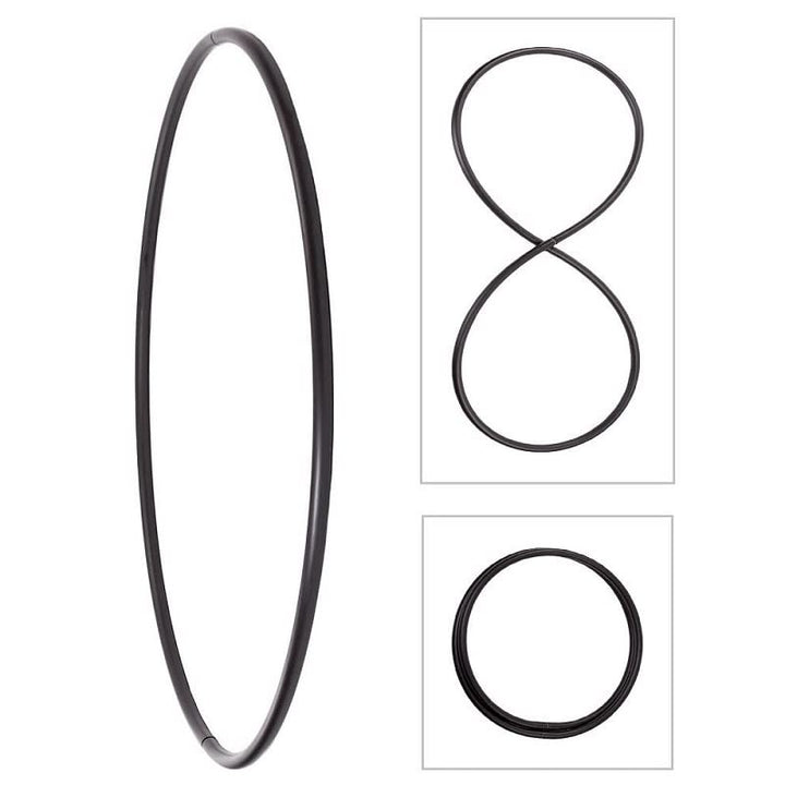 Hoopomania Faltbarer Hula Hoop Rohling, 25mm Rohr, schwarz/Weiss Ø 90-140cm Ø120cm Schwarz, Ø120cm S