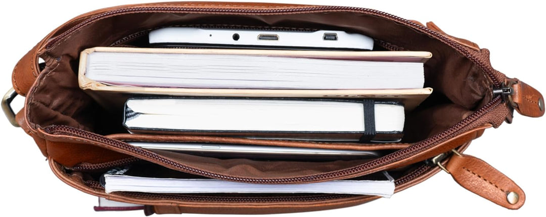 STILORD 'Brady' Messenger Bag Leder Braun klein Umhängetasche Schultertasche für iPad 10,1 Zoll Tabl