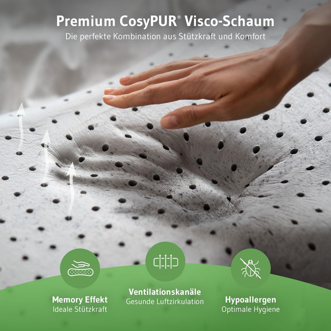 Ergonomisches Seitenschläferkissen NuMOON, Memory Foam Kopfkissen mit PureAir Effekt gegen Milben &