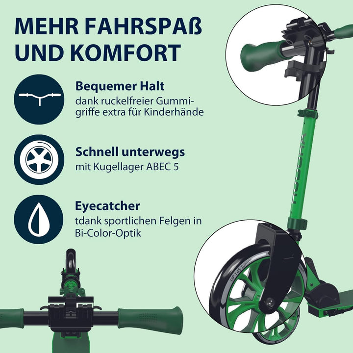 HUDORA Scooter Up 145 Junior - Hochwertiger & sicherer Kinder Roller ab 3 Jahre - Zusammenklappbarer