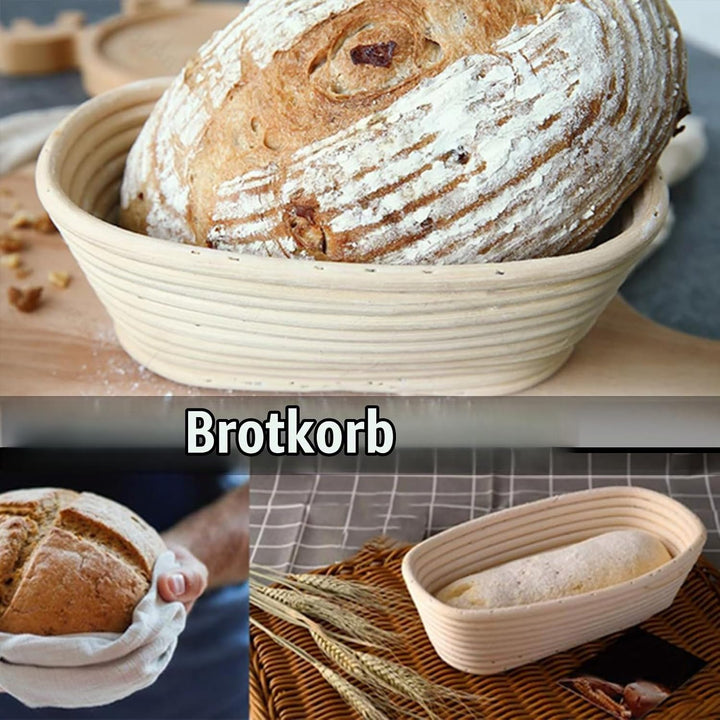 2pcs Gärkorb Oval 25cm Banneton Set, Gärkörbchen Oval, Brotkorb aus Nachhaltigem Rattan, Zum Brotbac