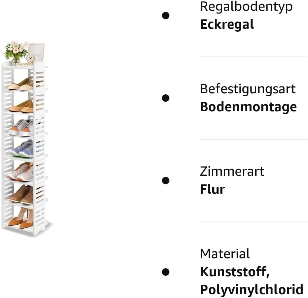 Dripex Schuhregal Schmal Weiss, Verstellbarer, Multifunktional, Standregal Schuhständer für Flur Ein