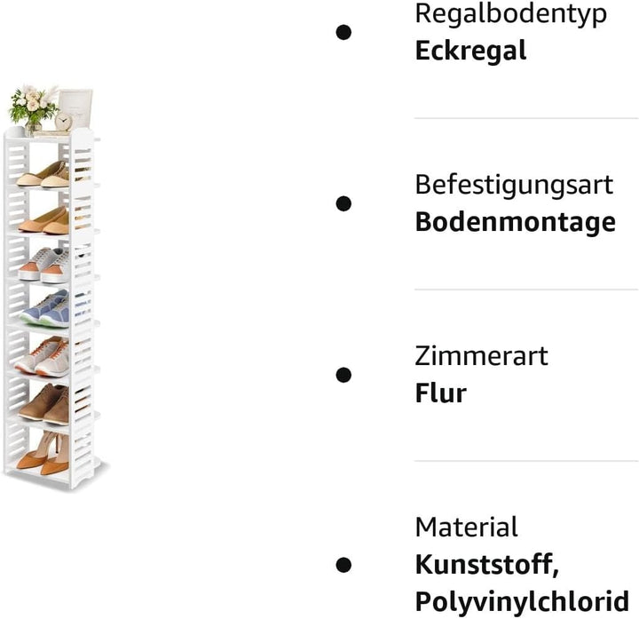 Dripex Schuhregal Schmal Weiss, Verstellbarer, Multifunktional, Standregal Schuhständer für Flur Ein
