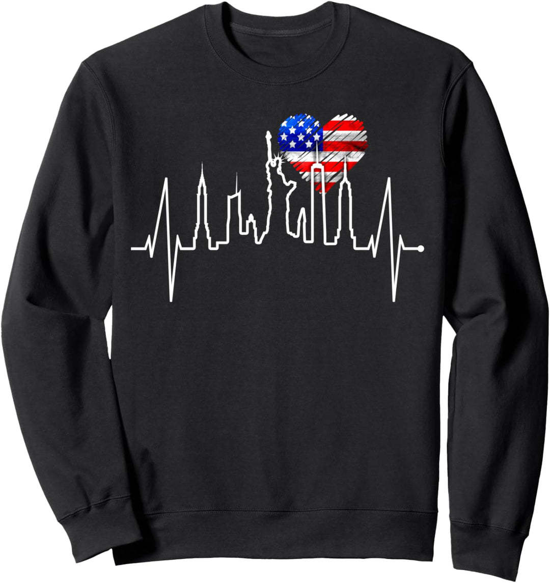 New York Skyline Herzschlag Freiheitsstatue NYC USA New York Sweatshirt