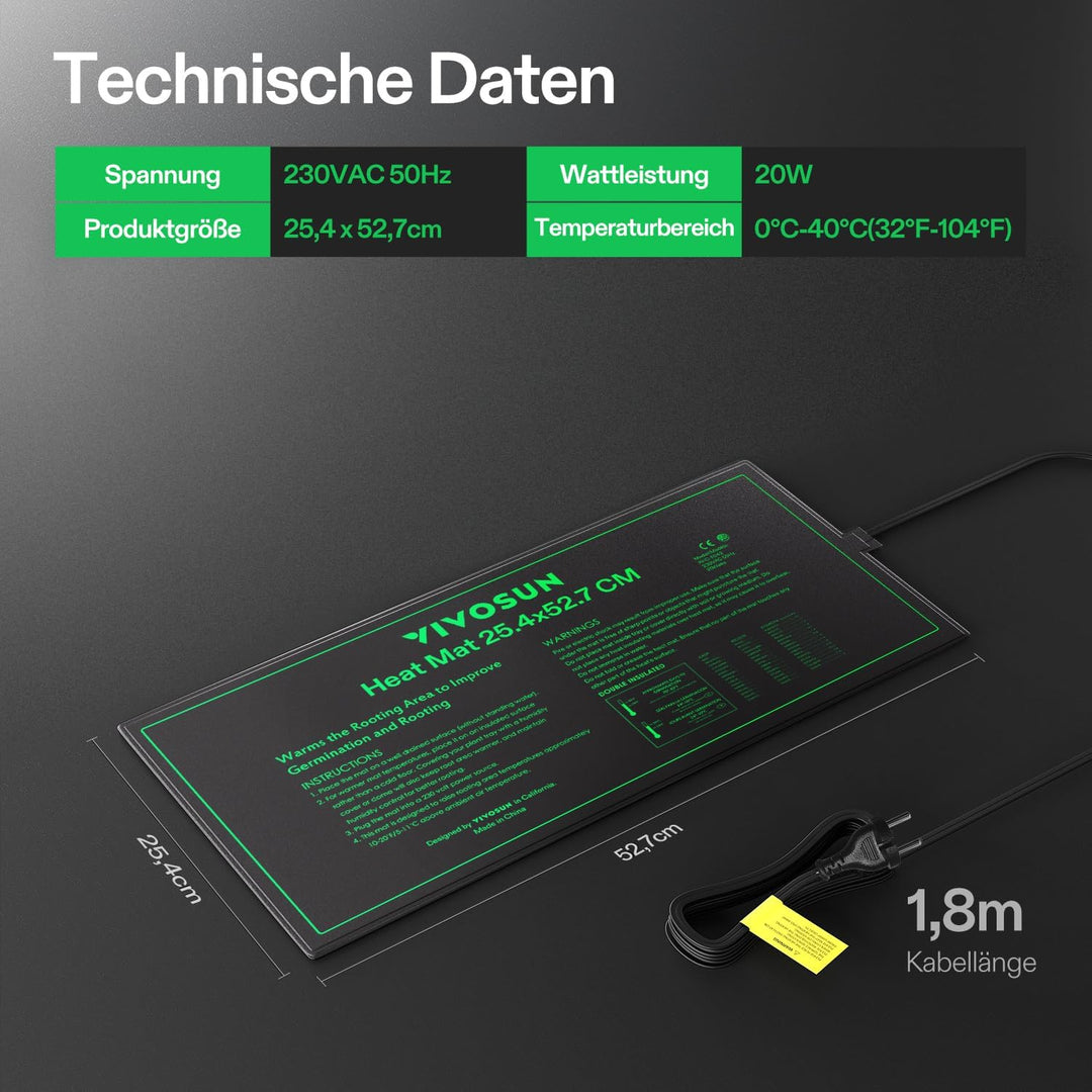 3QMart Wärmematte für Hydrokultur, langlebig, wasserdicht, für Sämlingarbeiten, warm, 25,4 x 52,9 cm