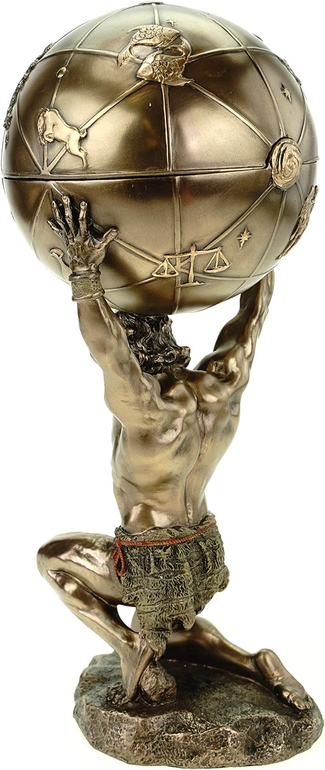 Atlas trägt die Welt auf s.Schultern bronziert Figur Skulptur