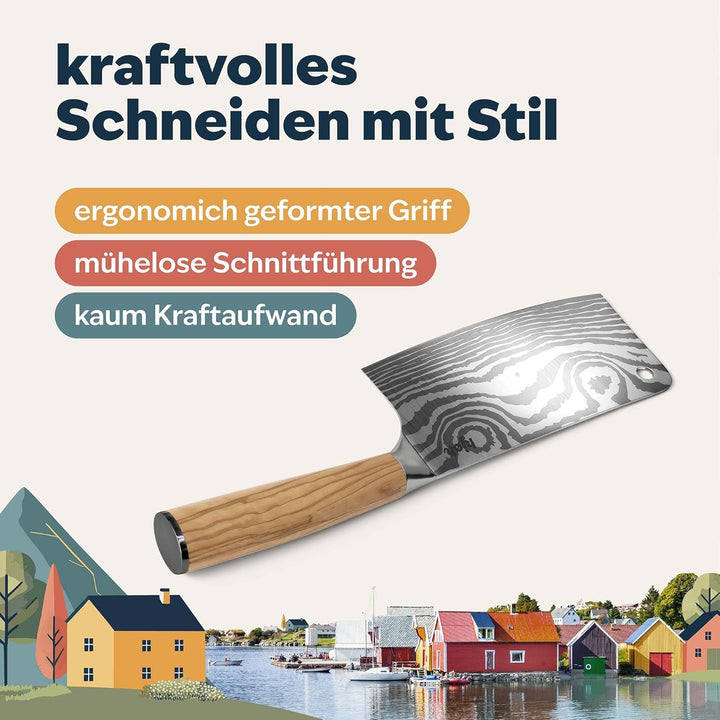 kjøk Premium Hackmesser scharfe Stahlklinge 17cm 7cr Härte 58±2 HRC Küchenmesser mit ergonomischem O