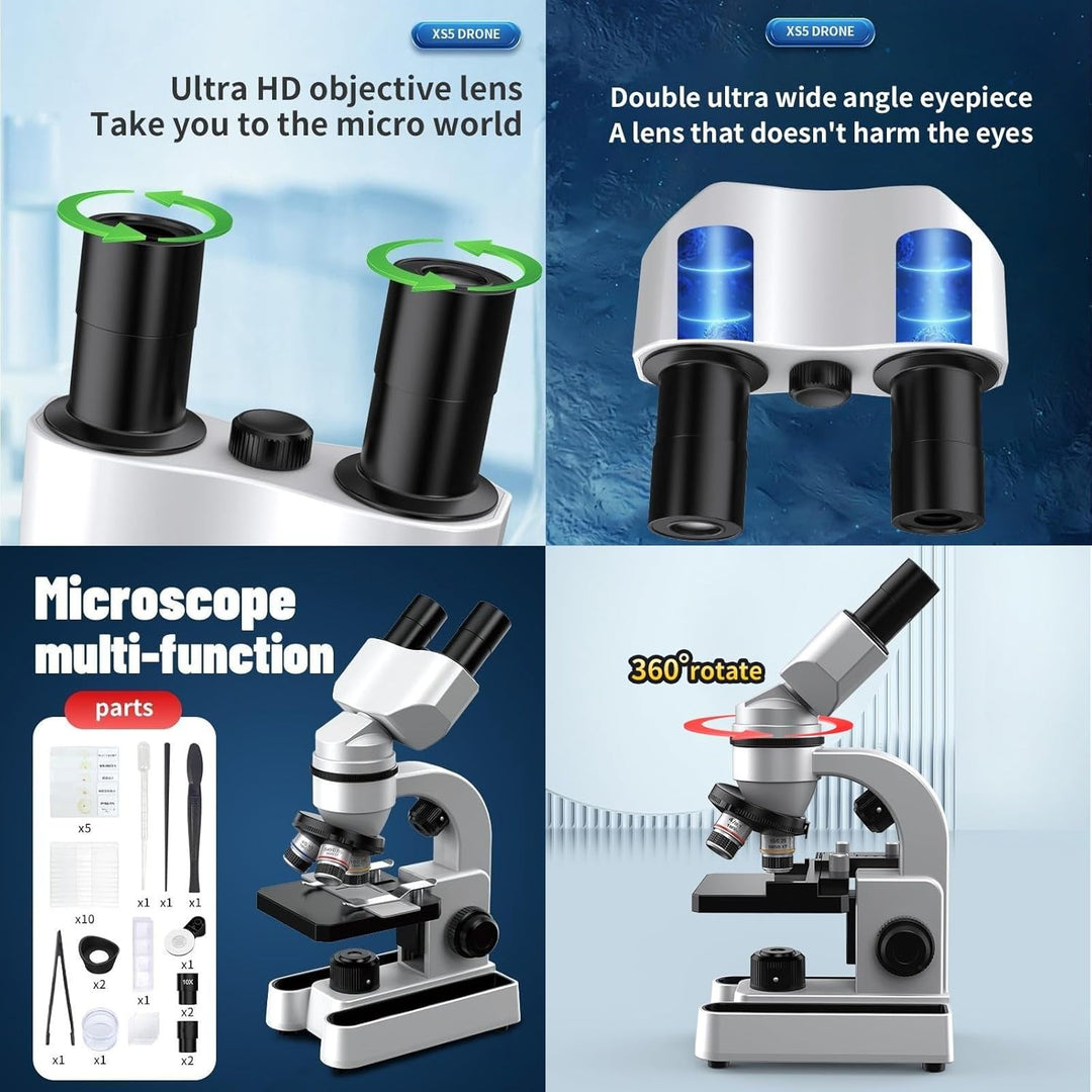 Mikroskop-biologisches pädagogisches Mikroskop für Studenten, mit Telefonclip, biologischer Probe un