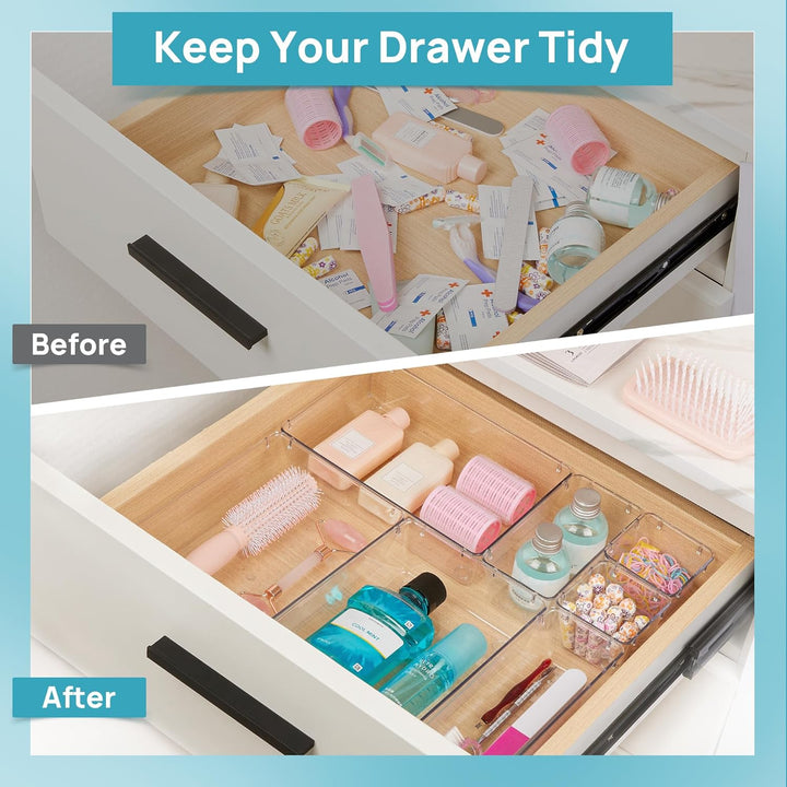 Vtopmart 9 Stücke Schubladen Organizer mit 4 Grössen, Schminktisch Organizer für Küchen, Badezimmer,