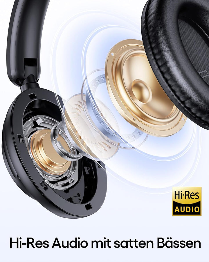 CAPOXO Over Ear Kopfhörer Bluetooth mit ANC -35dB, 100H Akku, 5 Min Schnellladung für 10H, Hi-Res Au