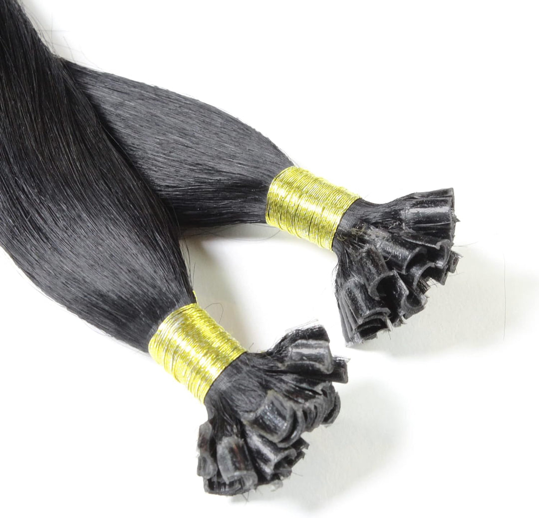 hair2heart Extensions Echthaar Bondings glatt - 150 Strähnen 1g 60cm 2/0 schwarz #1 Schwarz 60cm 150