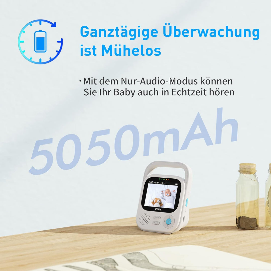 KAWA Baby Monitor with 2 Cameras, 7.11 cm (2.8 Inch) 2K HD Camera, No WiFi, Night Vision, Recording