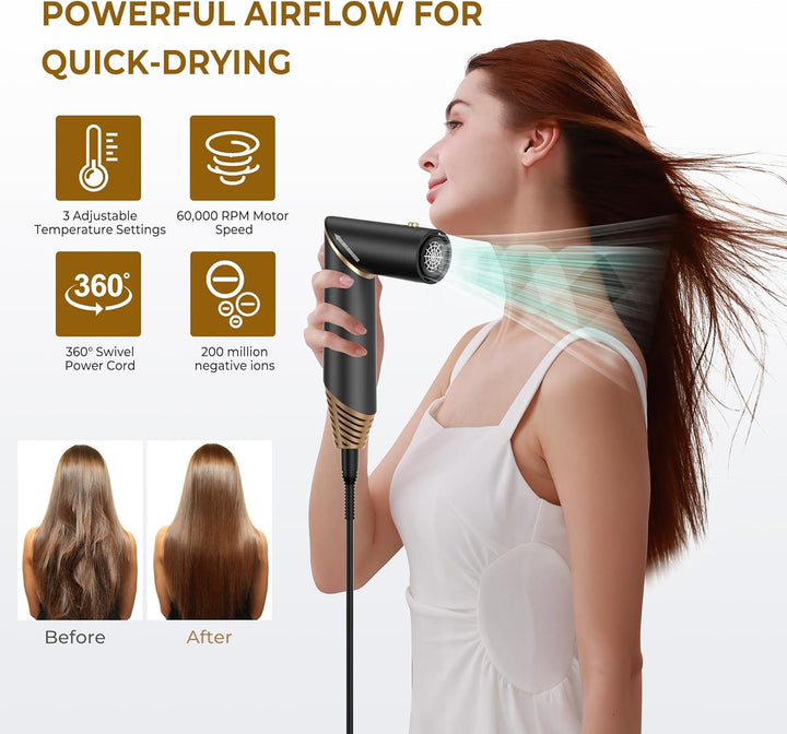 Hairstyler 5 in 1, UKLISS Föhn & Haarstyler Set mit Föhnbürste, Warmluft Lockenstab Automatisch, Haa