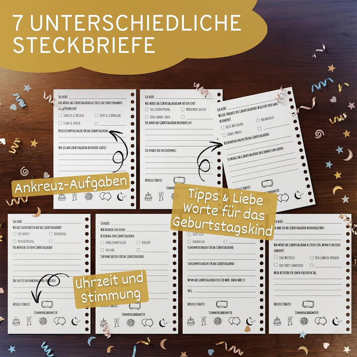 Gästebuch Geburtstag mit Fragen | 40 Doppel-Seiten | 7 verschiedene Steckbriefe inkl. Fragen | Fotoa