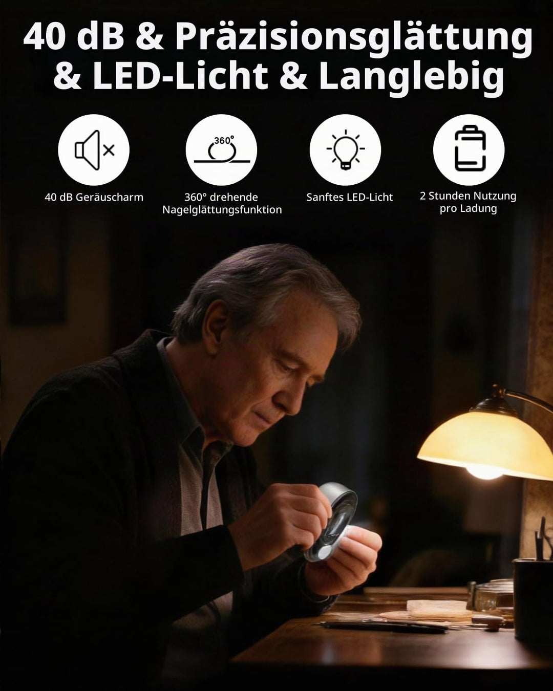 Aokitec Elektrischer Nagelknipser mit doppeltem Sicherheitsklingendesign LED-Licht 3-Speed, 2-in-1 N