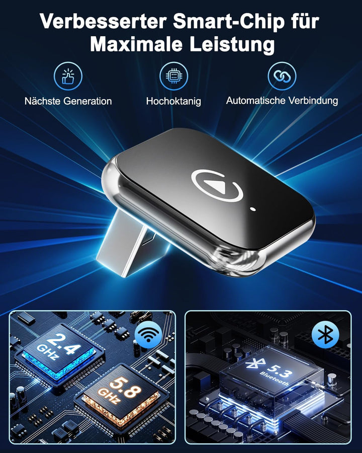 Wireless CarPlay Adapter, Upgrade 2 in 1 Mini Car Play Adapter für iPhone & Android, Plug & Play, Au