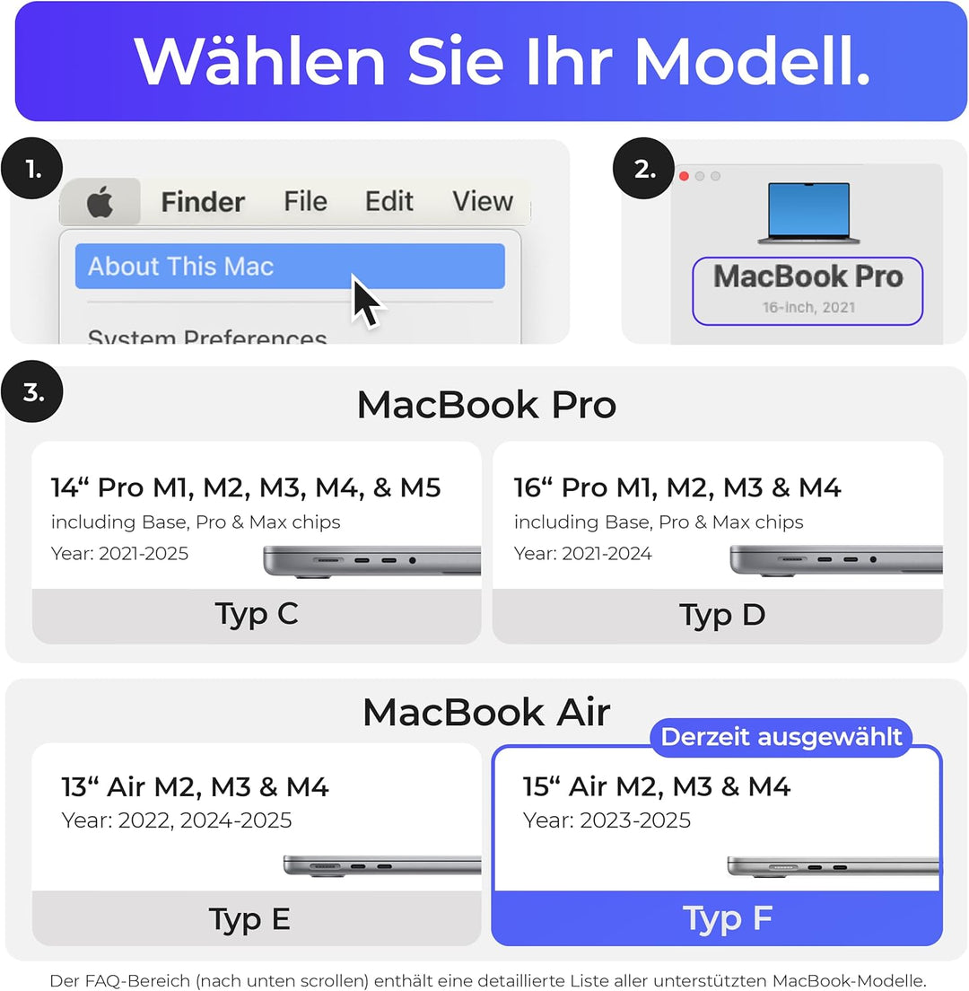 Ascrono Vertikale Docking-Station perfekt für MacBook Air 15 (M2 2023) - 2 Thunderbolt-4 USB-C-Ansch