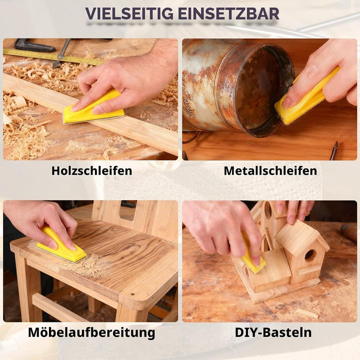 120 Stück Schleifpapier mit 90x30 mm Schleifklotz Set, Mini Schleifwerkzeuge, 120/180/240/400/600/80