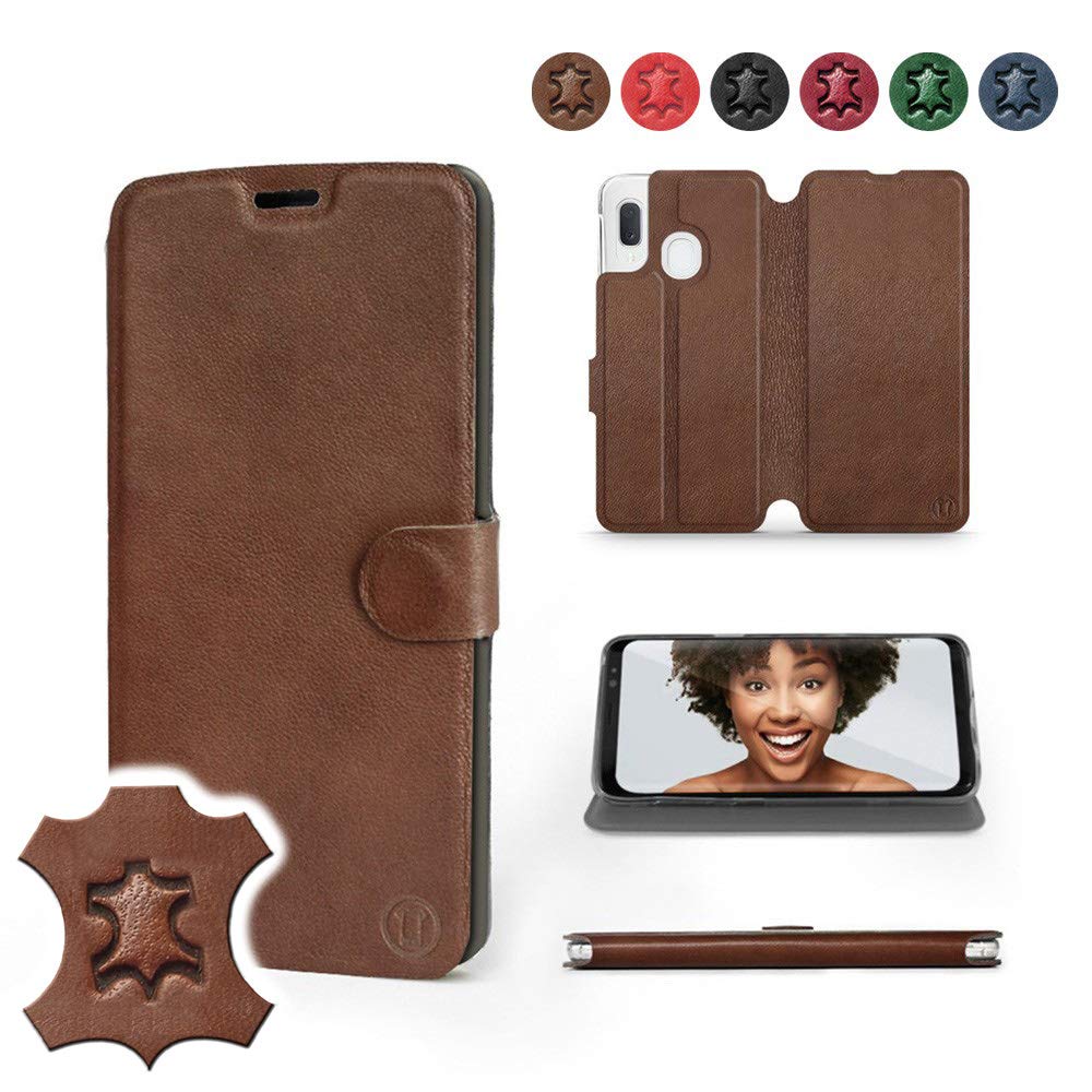 Mobiwear | Echt Lederhülle | Kompatibel mit Samsung Galaxy A20e, Made in EU handyhülle, Slim Leather