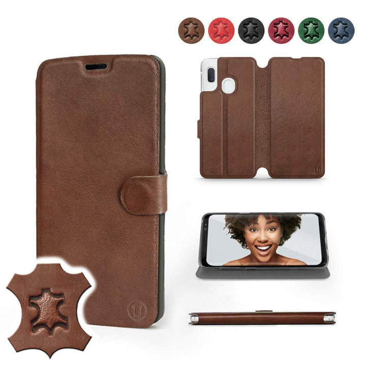 Mobiwear | Echt Lederhülle | Kompatibel mit Samsung Galaxy A20e, Made in EU handyhülle, Slim Leather
