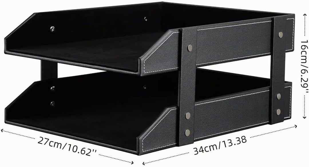 KINGFOM™ A4 Leder Briefablage (2 Schubladen-schwarz)