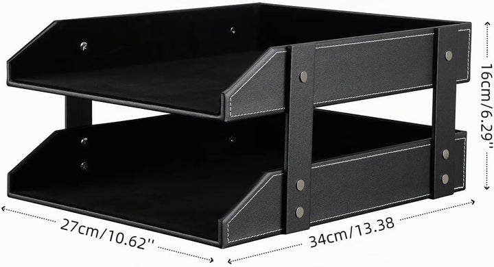 KINGFOM™ A4 Leder Briefablage (2 Schubladen-schwarz)