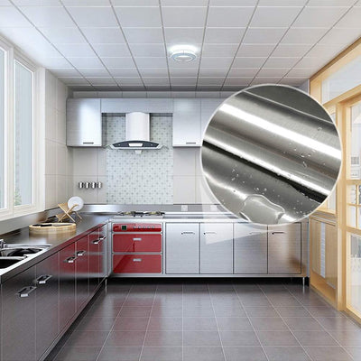 Livelynine 40CMX10.05M Klebefolie Silber Metallic Glänzend Edelstahl Gebürstet Kühlschrank Folie Sel