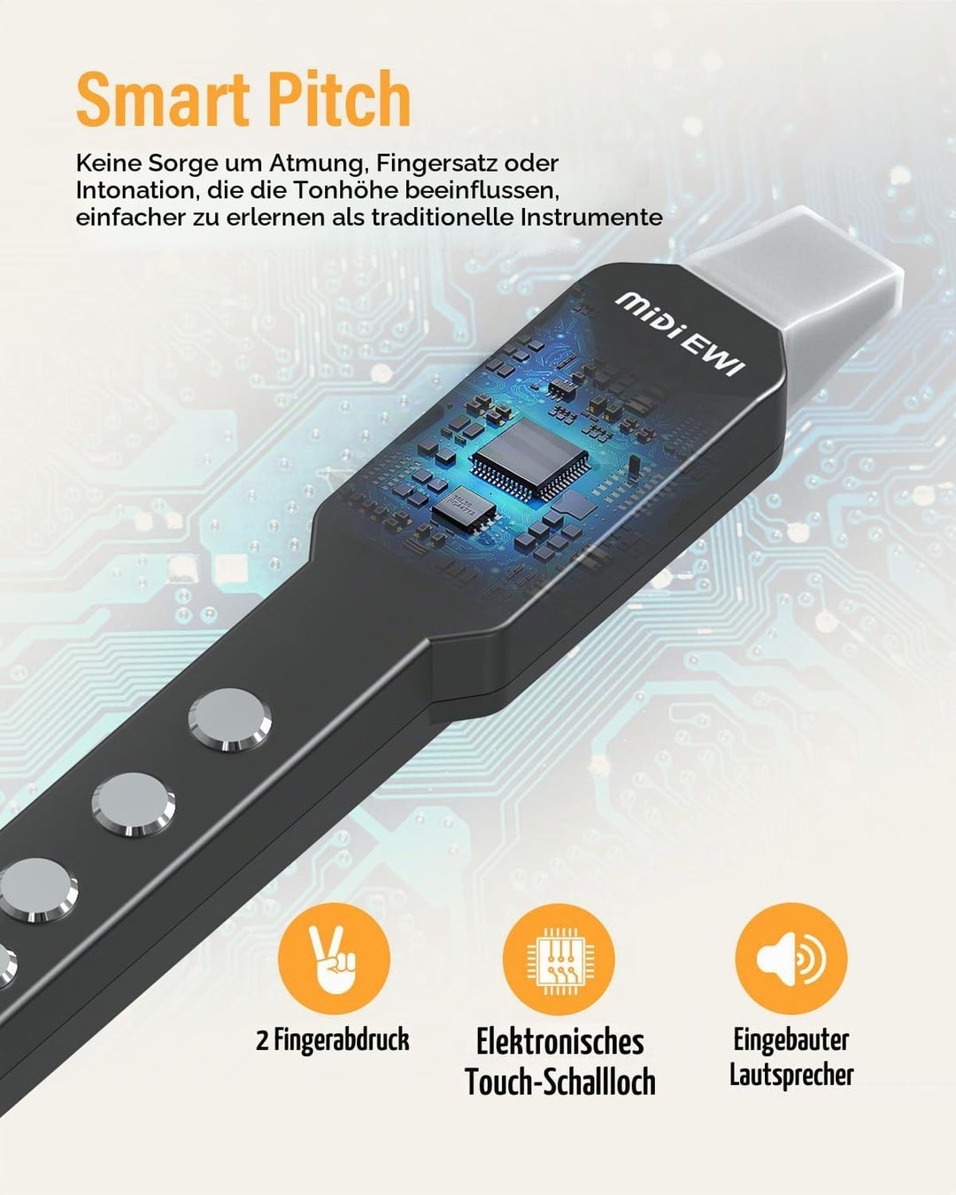 Digitales Blasinstrument, Elektrisches Blasinstrument Schwarz Unterstützt MIDI-Bluetooth, Elektronis