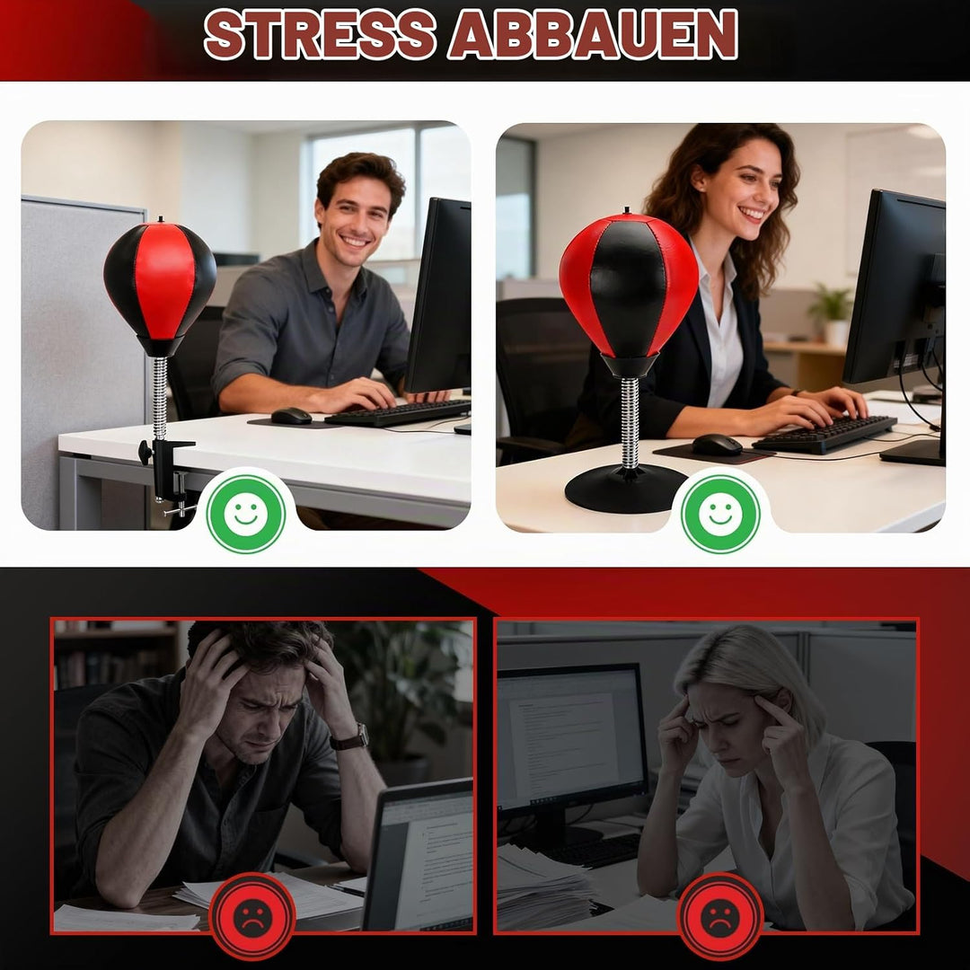 Boxsack Tisch Punchingball Boxen mit Saugnapf und Tischklemme, Anti Stress Boxbirne fürs Büro &amp; Zuha