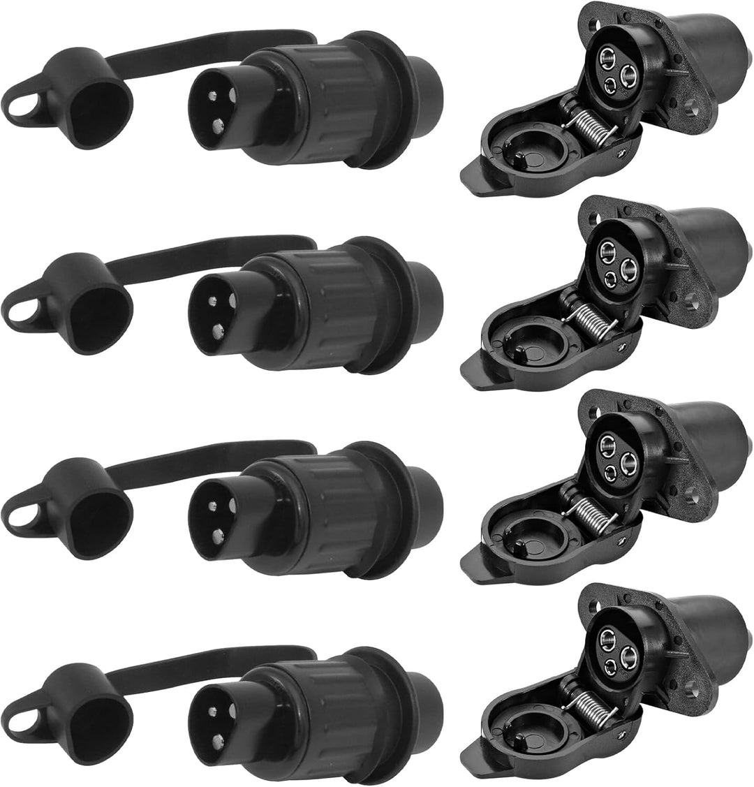 Vegena 4 Stück Stecker 3 Polig und Steckdose 3 Polig, 3 Polig Traktor Stecker Steckdose 12V, Anhänge
