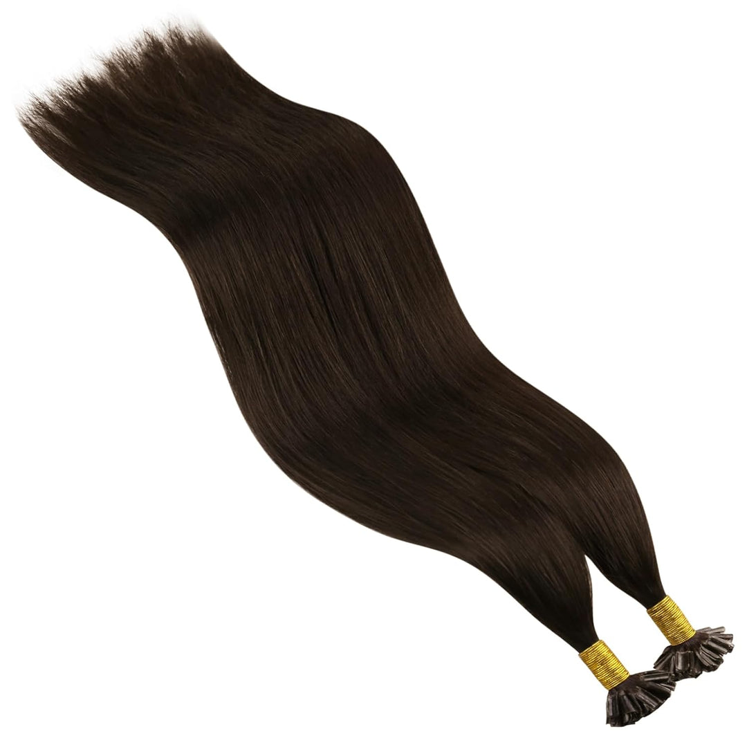YoungSee Echthaar Extensions Bondings Braun 35cm Bonding Extensions Echthaar 1g Braun Remy Hair Exte