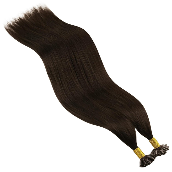 YoungSee Echthaar Extensions Bondings Braun 35cm Bonding Extensions Echthaar 1g Braun Remy Hair Exte