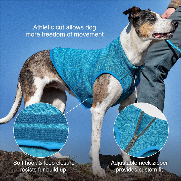 Kurgo Core Hunde-Pullover, Leichtes Fleece, Mit 2-Wege-Reissverschluss, Mit Hundegeschirr kompatibel