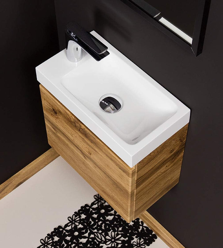 Quentis Badmöbel Gäste-WC Set Faros 40 cm, Waschbecken mit Unterschrank (Eiche Natur), Eiche Natur